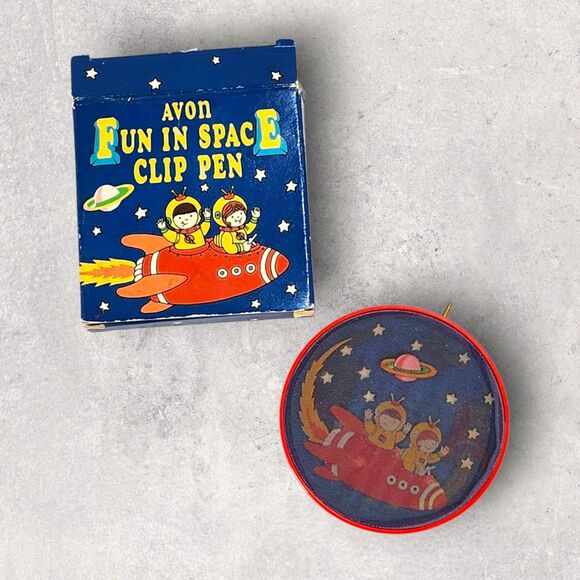 Vintage 1986 Avon Fun in Space Clip Pen Works Kids Rocketship Design w/ Box NOS - Picture 1 of 8